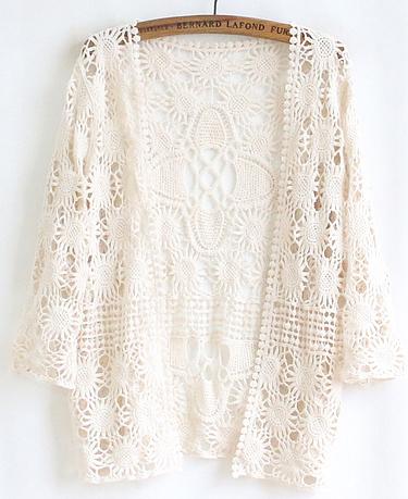 Romwe Lace Cardigan Apricot Blouse