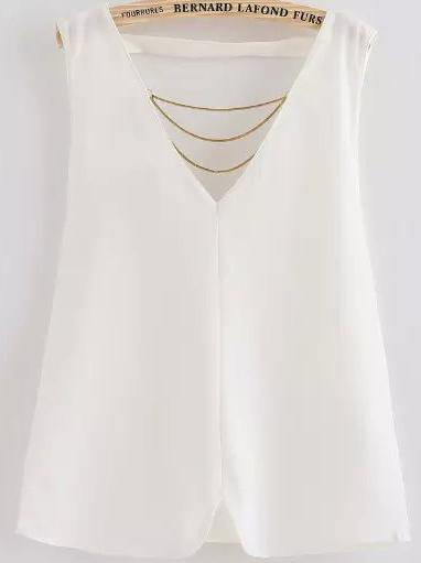 Romwe V Neck Flecked Strap Back Top