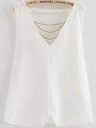 Romwe V Neck Flecked Strap Back Top