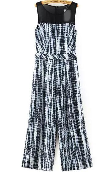 Romwe Contrast Chiffon Striped Jumpsuit