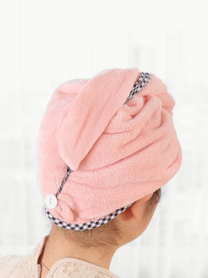 Romwe Gingham Trim Wrap Hair Drying Cap