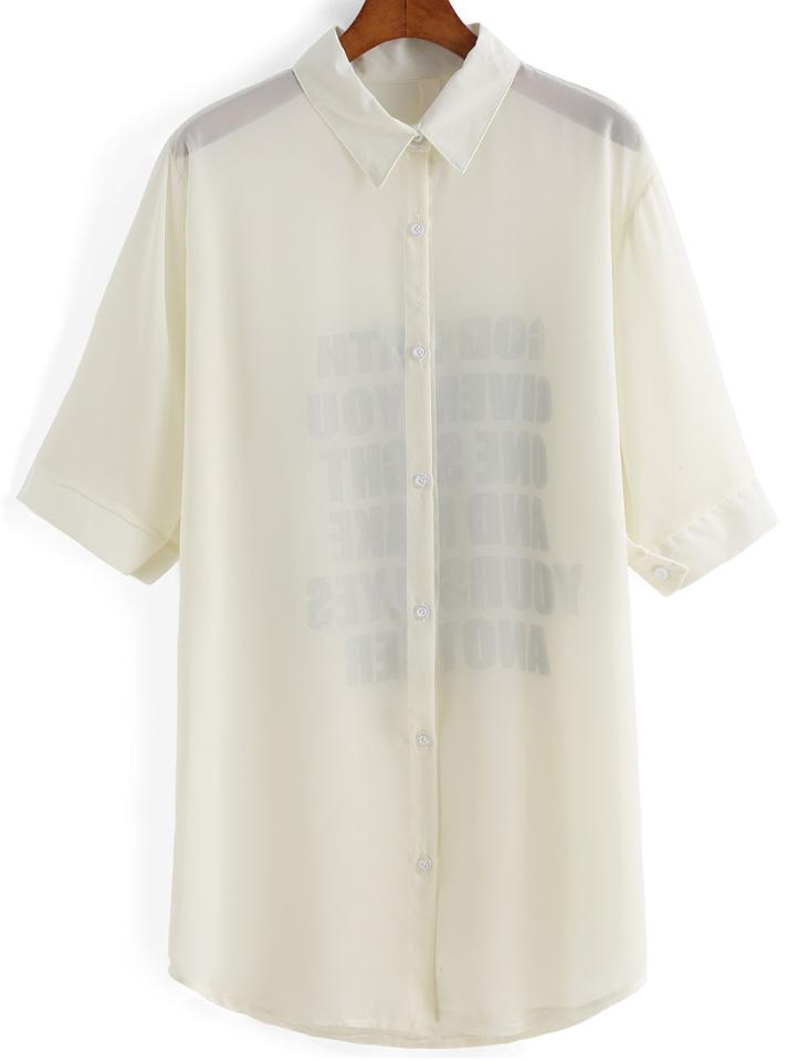 Romwe Lapel Graffiti Print Blouse