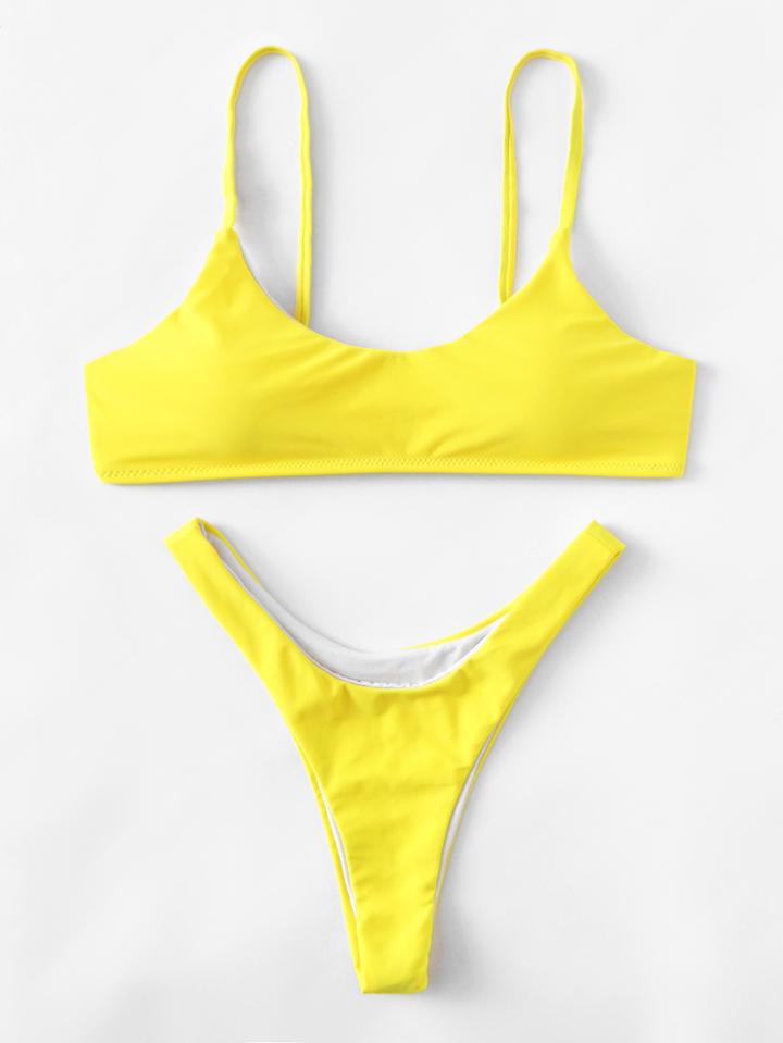 Romwe High Leg Bikini Set