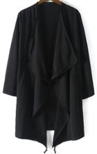 Romwe Long Sleeve Loose Black Coat