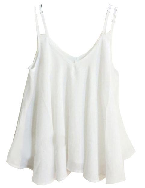 Romwe Spaghetti Strap Double Layers White Cami Top