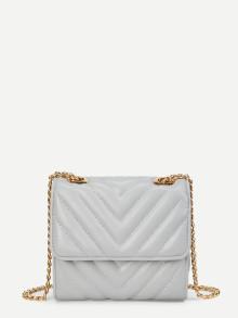 Romwe Chevron Design Flap Chain Bag
