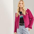 Romwe Neon Pink Contrast Fleece Lined Jacket