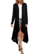 Romwe Asymmetrical Long Black Coat