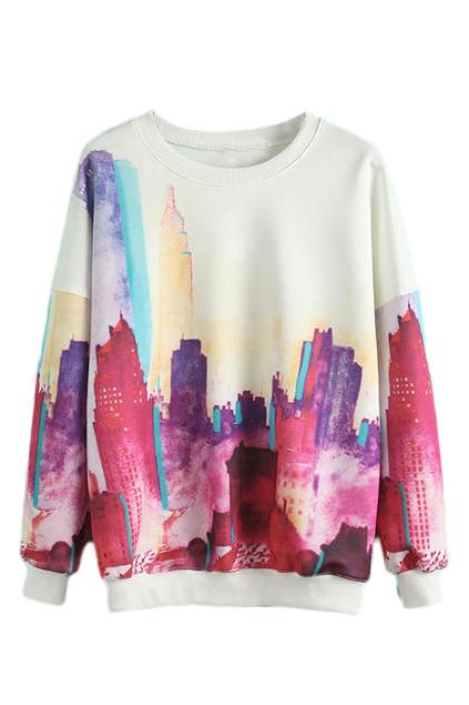 Romwe City Print Sweatshirt