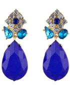 Romwe Blue Drop Gemstone Diamond Earrings