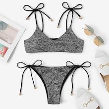 Romwe Space Dye Tie Side Bikini Set