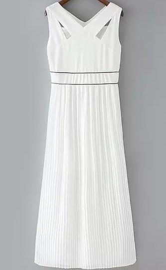 Romwe V Neck Hollow Maxi Dress