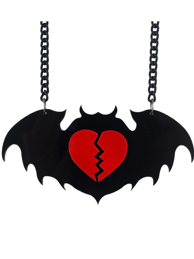 Romwe Gothic Bat Pendant Necklace For Women