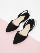Romwe Pointed Toe Suede Slingback Flats