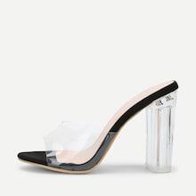 Romwe Clear Design Block Heeled Pumps
