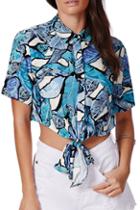 Romwe Self-tie Drawstring Floral Print Shirt