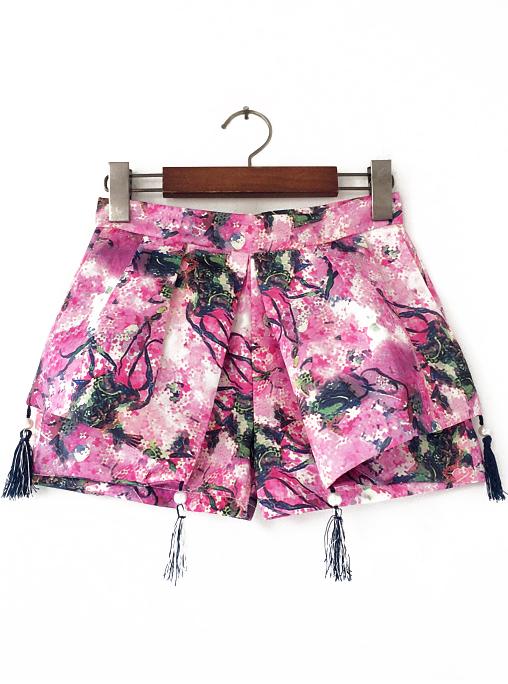 Romwe Vintage Print Asymmetrical Wide Leg Shorts