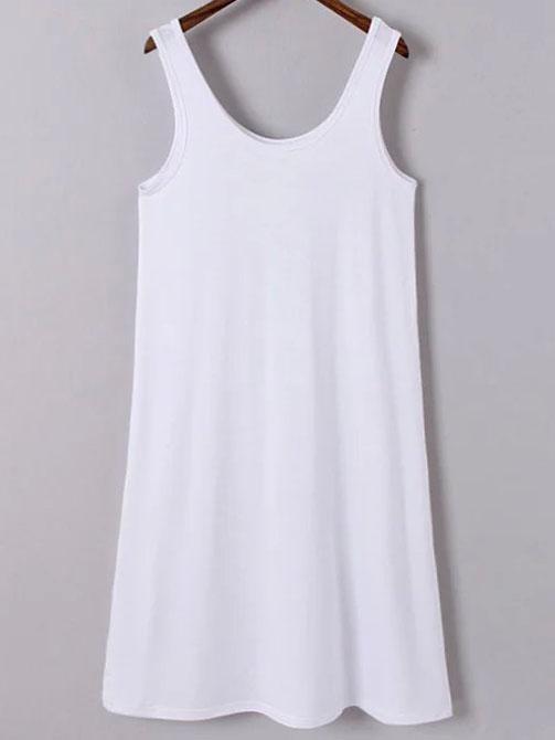 Romwe Scoop Neck White Tank Dress