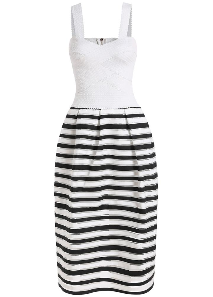 Romwe Straps Striped With Organza Dress