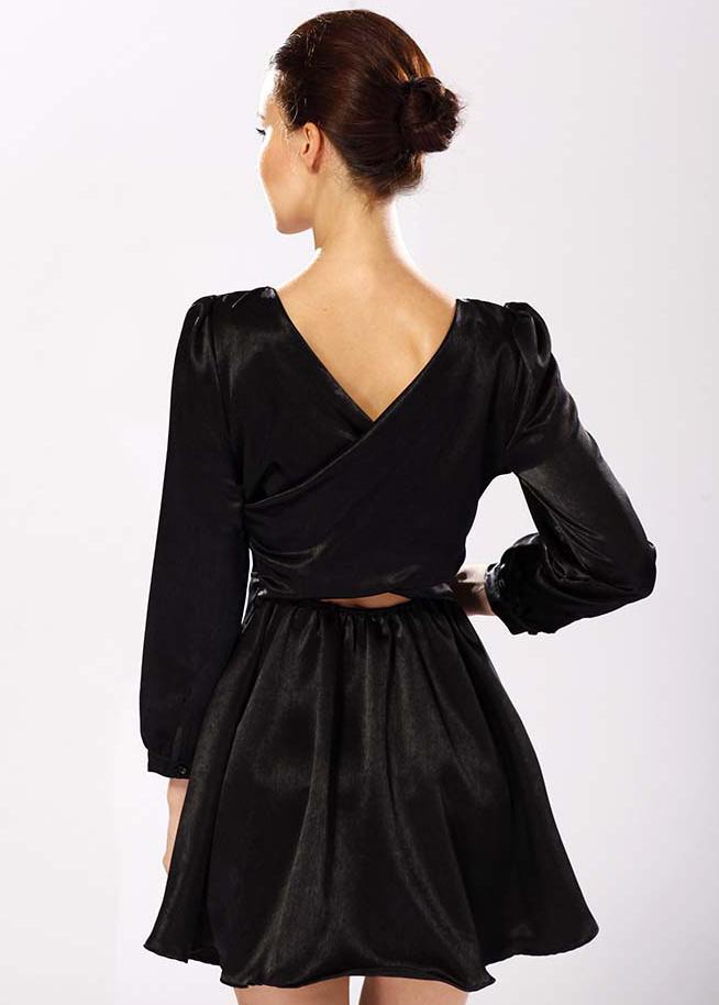 Romwe Open Back Wrap Midriff Flare Dress