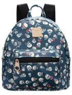 Romwe Blue Skull Print Backpacks