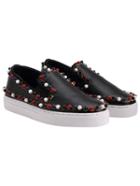 Romwe Black Thick-soled Multicolor Bead Pu Flats