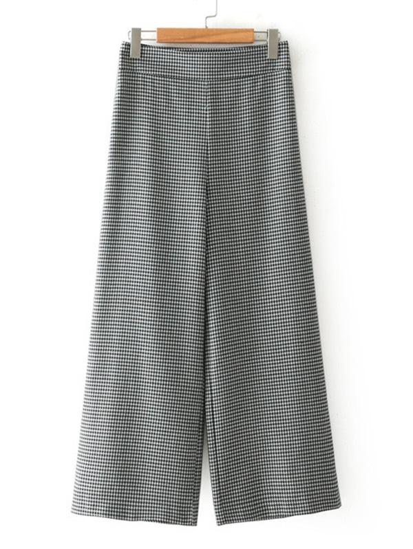Romwe Wide Leg Houndstooth Pants
