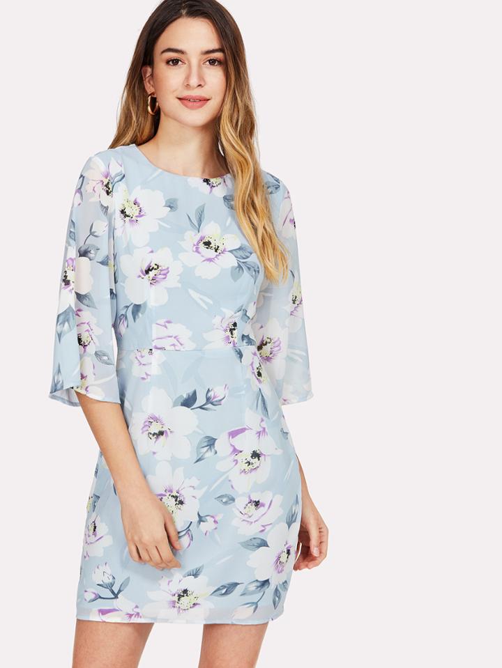 Romwe Flower Print Dress