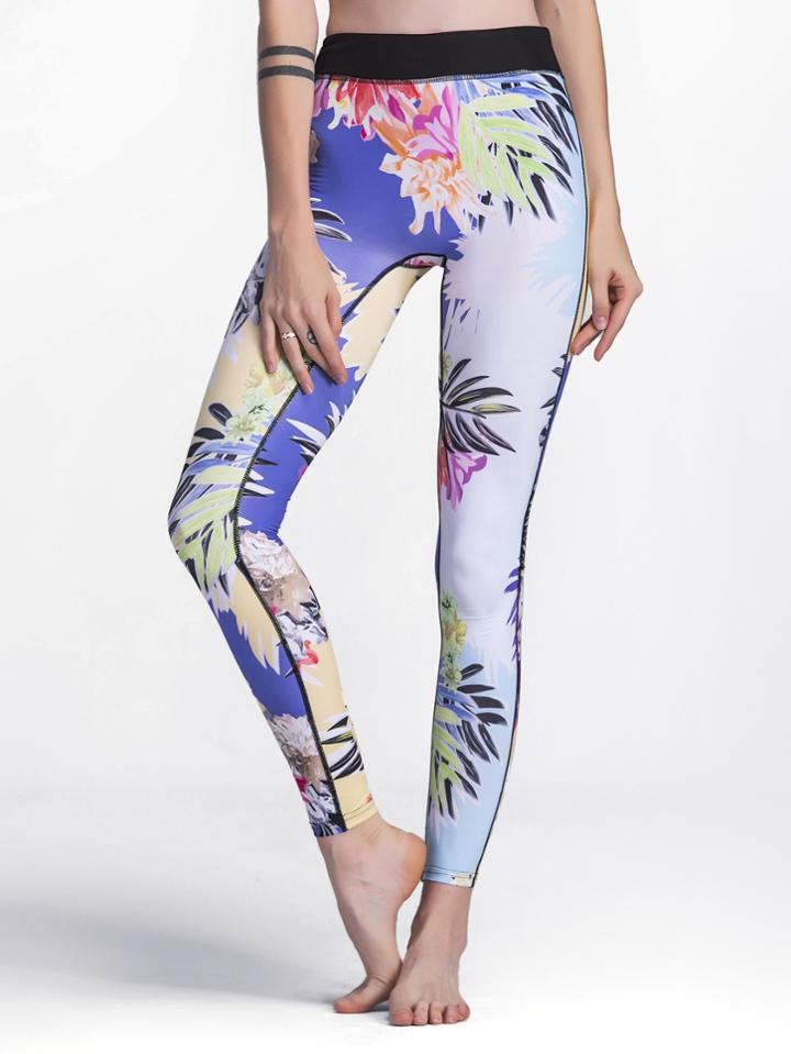 Romwe Leaf Print Random Skinny Leggings