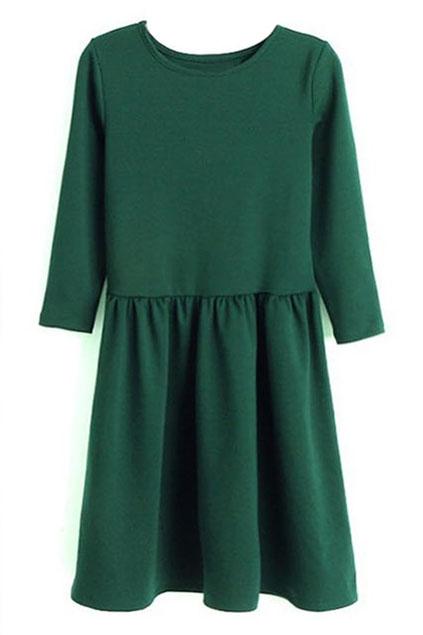 Romwe Scoop Neck Green Dress