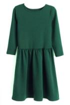 Romwe Scoop Neck Green Dress