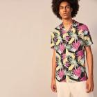 Romwe Guys Allover Tropical Print Revere Collar Shirt