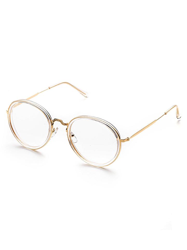 Romwe Clear Frame Round Design Sunglasses