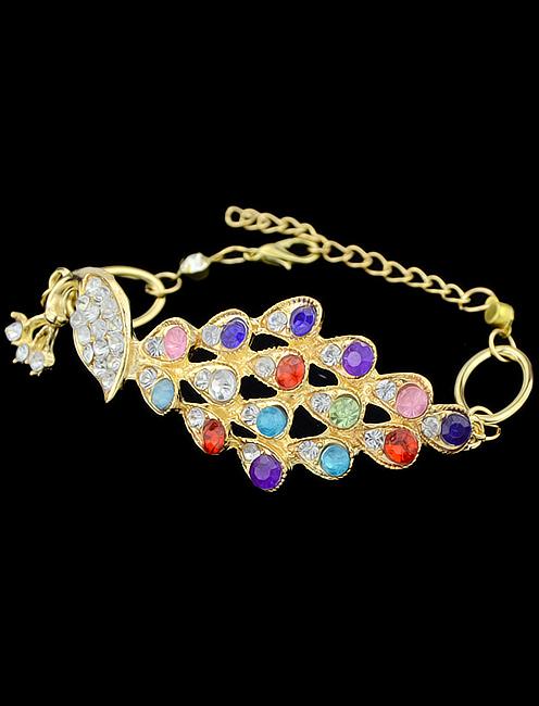 Romwe Multicolor Diamond Peacock Bracelet