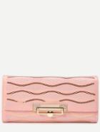 Romwe Pink Fold Over Flip Lock Embroidered Sequin Wallet