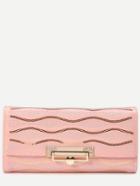 Romwe Pink Fold Over Flip Lock Embroidered Sequin Wallet