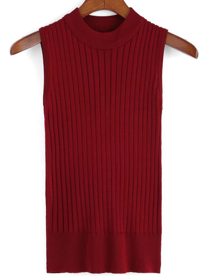Romwe Knit Red Tank Top