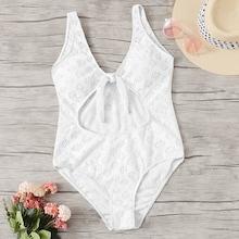 Romwe Cut-out Knot Front One Piece Swimsuit