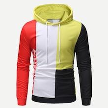 Romwe Men Color Block Letter Print Hoodie