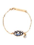 Romwe Gold Tone Eye With Tear Design Rhinestone Link Bracelet