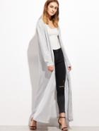 Romwe Grey Textured Surplice Wrap Coat