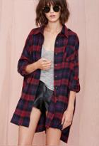 Romwe Check Print Loose Red Blouse