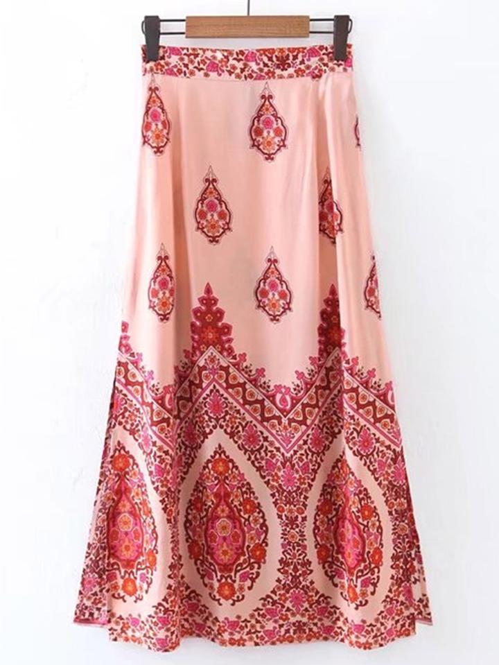 Romwe High Split Zipper Side A Line Skirt