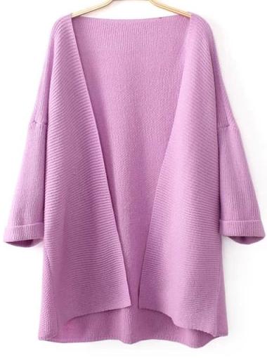 Romwe Pink Long Sleeve Loose Knit Cardigan