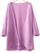 Romwe Pink Long Sleeve Loose Knit Cardigan
