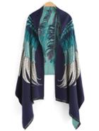 Romwe Wing Print Frayed Scarf