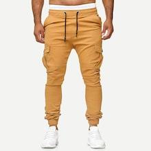 Romwe Men Pocket & Drawstring Detail Solid Pants