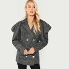 Romwe Double Button Notched Coat