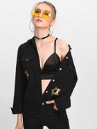 Romwe Sequin Star Detail Jacket