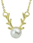 Romwe Gold Imitation Pearl Pendant Necklace Womens